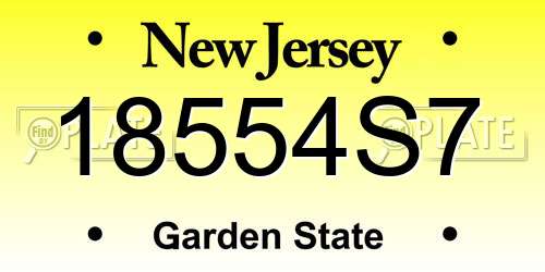 18554S7 New Jersey License Plate