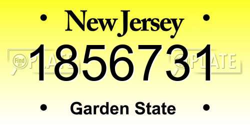 1856731 New Jersey License Plate