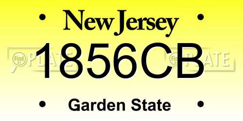 1856CB New Jersey License Plate