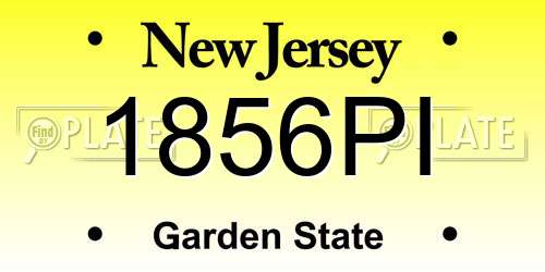 1856PI New Jersey License Plate