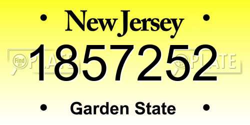 1857252 New Jersey License Plate