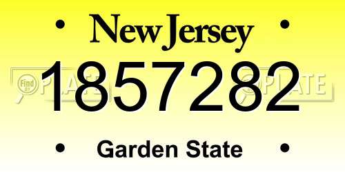 1857282 New Jersey License Plate