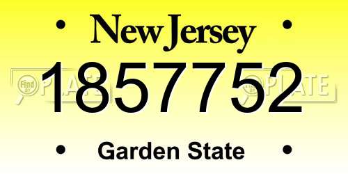 1857752 New Jersey License Plate