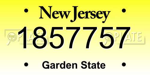 1857757 New Jersey License Plate