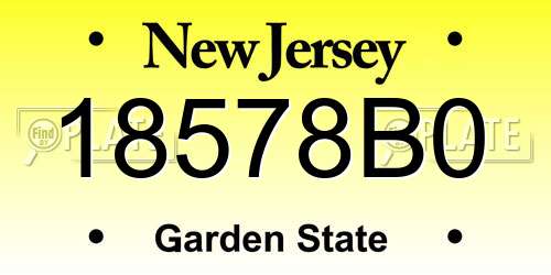 18578B0 New Jersey License Plate