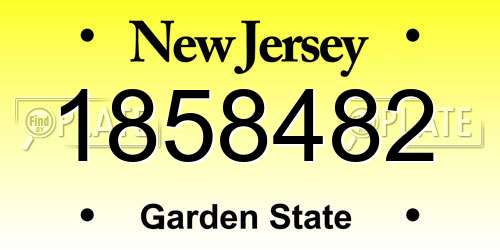 1858482 New Jersey License Plate