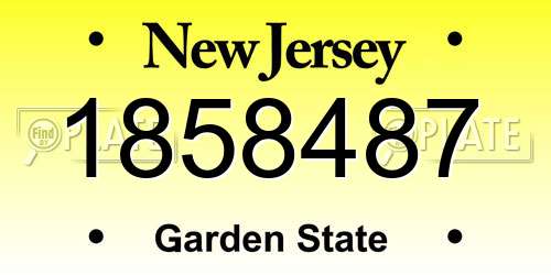 1858487 New Jersey License Plate