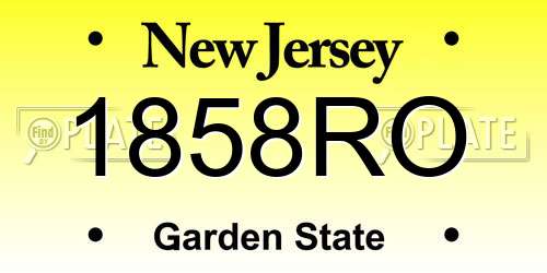 1858RO New Jersey License Plate
