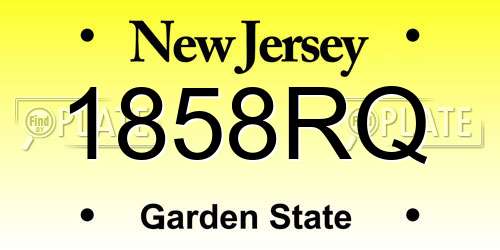 1858RQ New Jersey License Plate