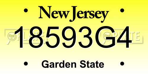18593G4 New Jersey License Plate