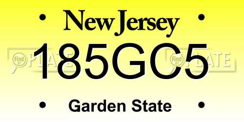 185GC5 New Jersey License Plate
