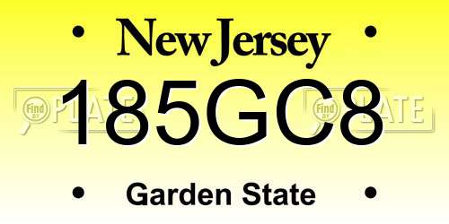 185GC8 New Jersey License Plate