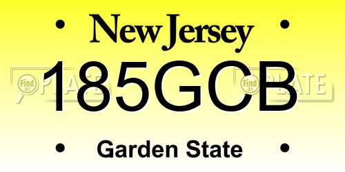 185GCB New Jersey License Plate