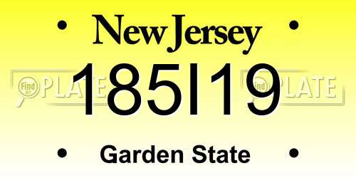 185I19 New Jersey License Plate