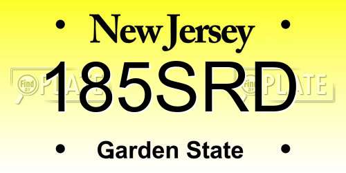 185SRD New Jersey License Plate