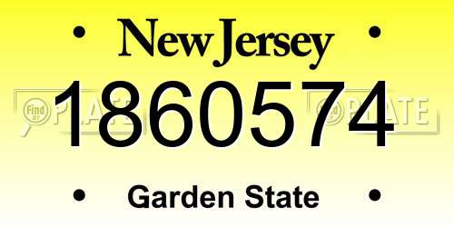 1860574 New Jersey License Plate