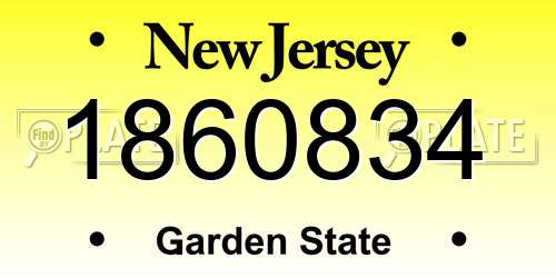 1860834 New Jersey License Plate