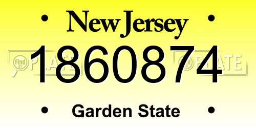 1860874 New Jersey License Plate