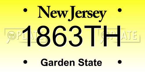 1863TH New Jersey License Plate