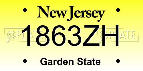 1863ZH New Jersey License Plate