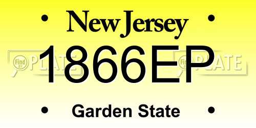 1866EP New Jersey License Plate