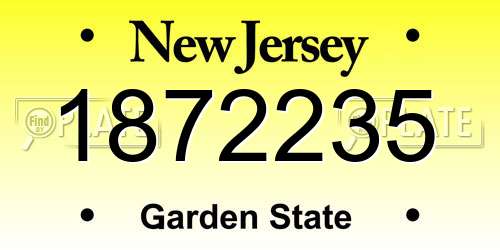 1872235 New Jersey License Plate