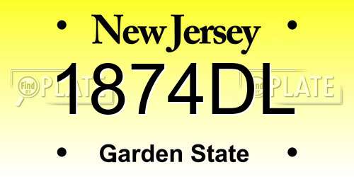 1874DL New Jersey License Plate