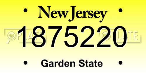 1875220 New Jersey License Plate