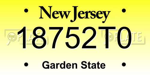 18752T0 New Jersey License Plate