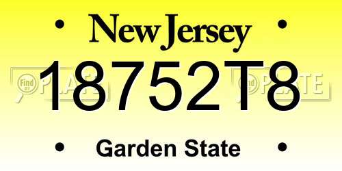 18752T8 New Jersey License Plate