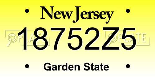 18752Z5 New Jersey License Plate