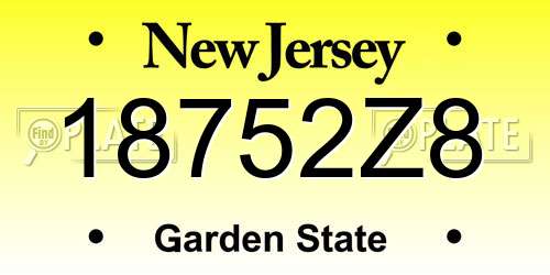 18752Z8 New Jersey License Plate