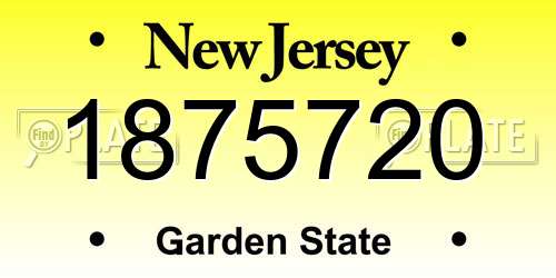 1875720 New Jersey License Plate