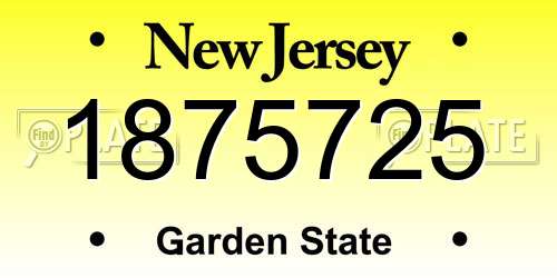 1875725 New Jersey License Plate