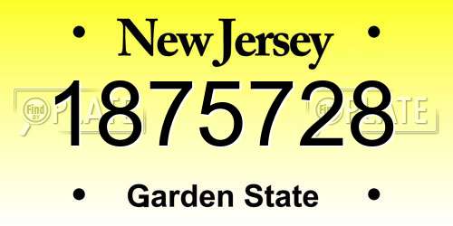 1875728 New Jersey License Plate
