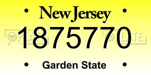1875770 New Jersey License Plate