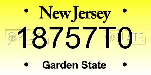 18757T0 New Jersey License Plate