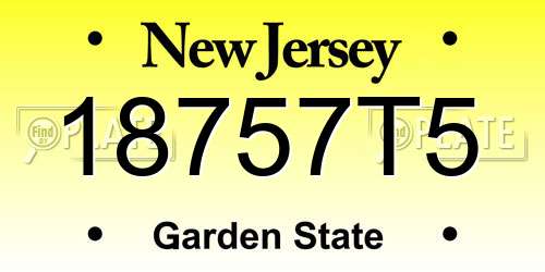 18757T5 New Jersey License Plate