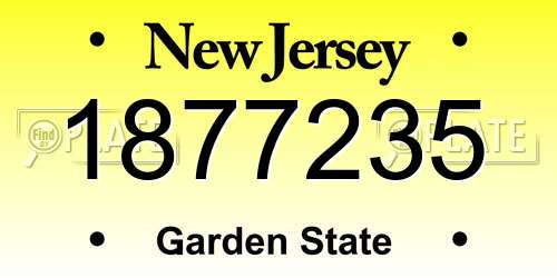 1877235 New Jersey License Plate