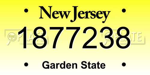1877238 New Jersey License Plate
