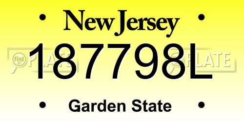187798L New Jersey License Plate