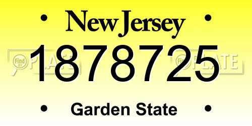 1878725 New Jersey License Plate