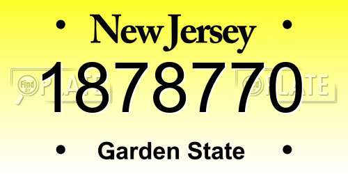 1878770 New Jersey License Plate