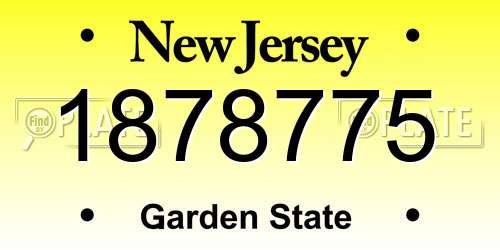 1878775 New Jersey License Plate