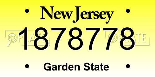 1878778 New Jersey License Plate