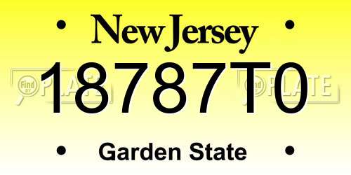 18787T0 New Jersey License Plate