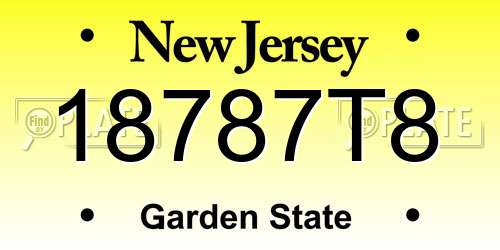 18787T8 New Jersey License Plate