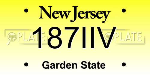 187IIV New Jersey License Plate