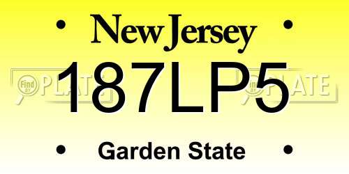 187LP5 New Jersey License Plate