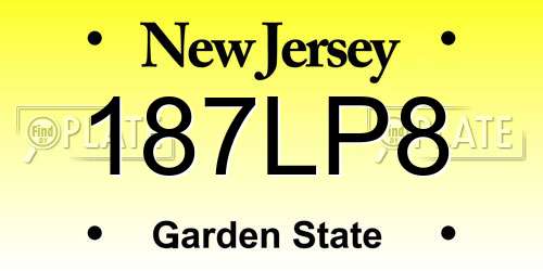 187LP8 New Jersey License Plate